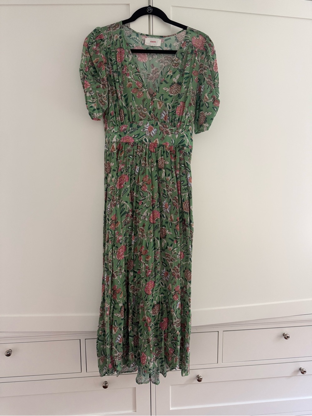 Xirena small Green Floral V-Neck Maxi Dress